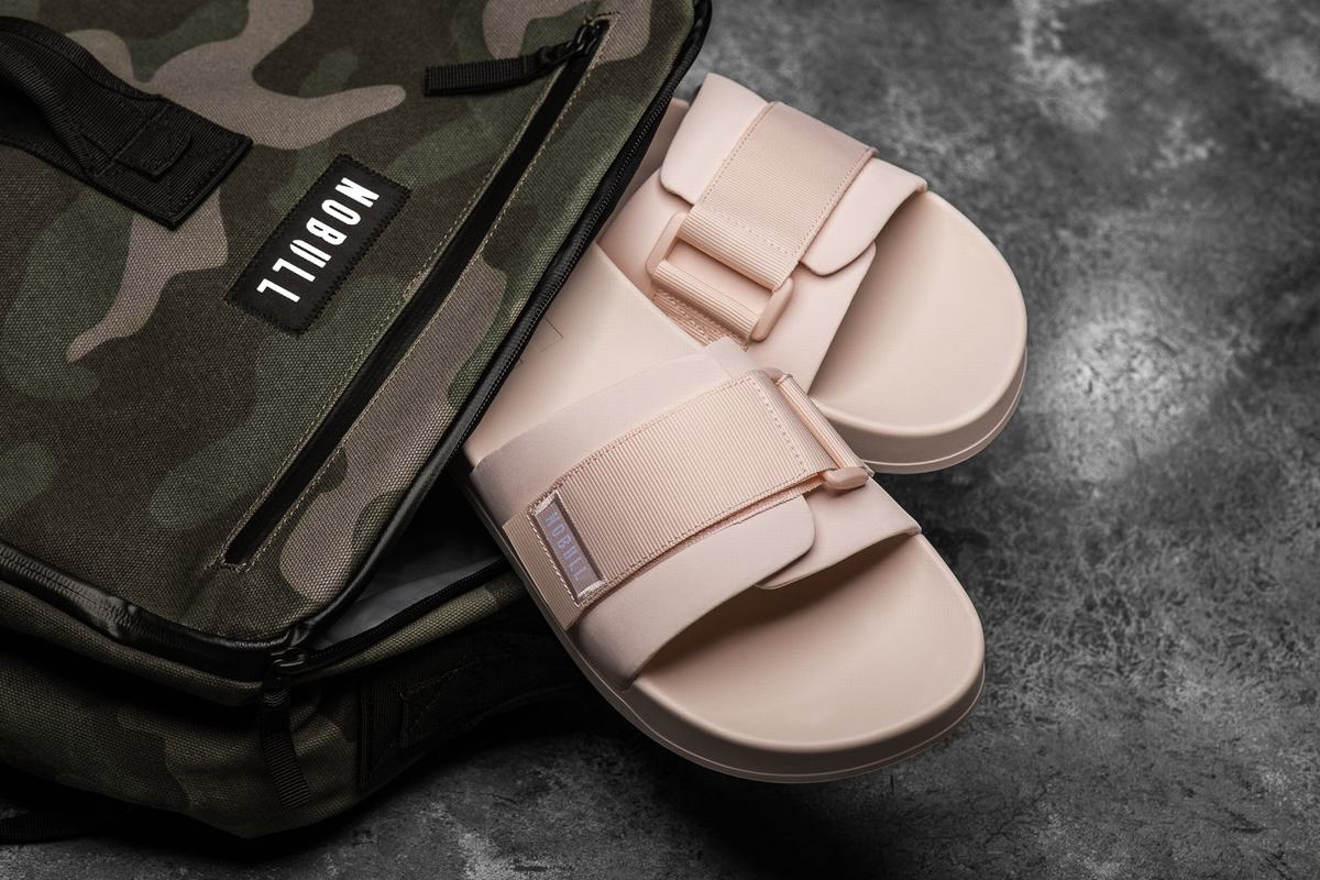 Nobull Adjustable Men's Slides Pink | Australia (NY8916)